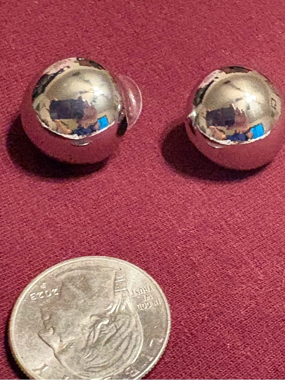 Silver Spherical Stud Earrings - Minimal Modern Style